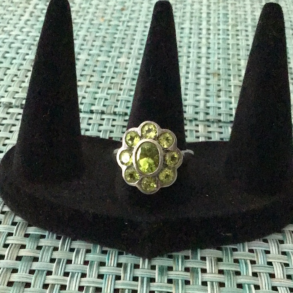 Beautiful peridot cluster ring